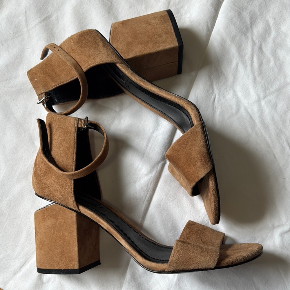 Alexander Wang Tan Suede Block Heel Sandals